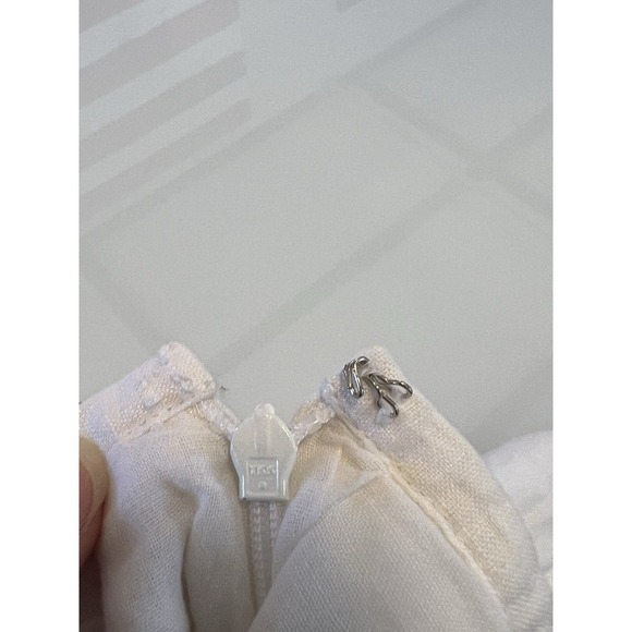 Liz Claiborne Skirt Women Size 4P VTG Y2K Linen White Embroidered Fringe - Picture 7 of 8